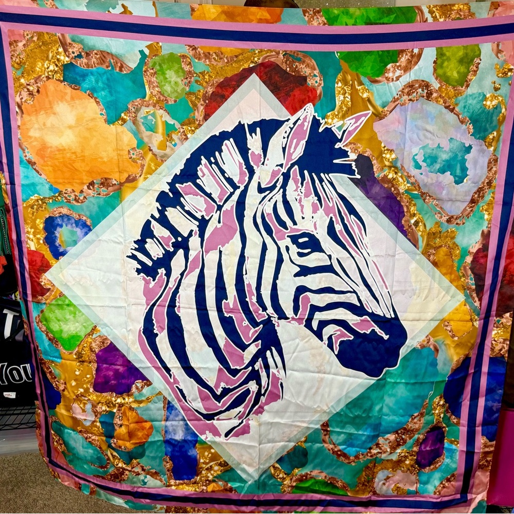 Sassy Jones Multicolor Zebra Print Scarf